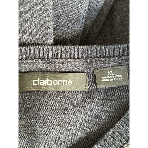 Claiborne Shirt Men's XL Argyle Diamond V-Neck 100% Cotton Long Sleeve Sweater - Picture 6 of 10